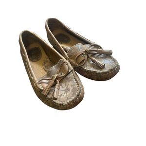 Boc Born Casual Comfort Loafers Moccasins Brown Logo Print Tassel Women Size 6.5